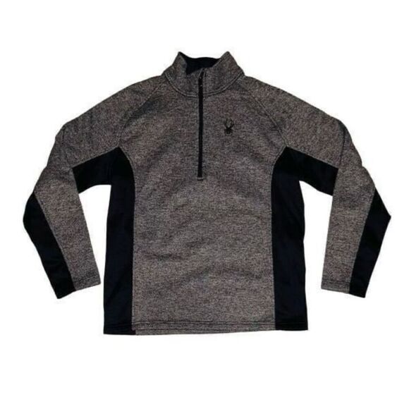 Spyder Outbound Jacket Mens Medium Grey/ Black 1/4 Zip Pullover Sweater Outdoor - Picture 3 of 5